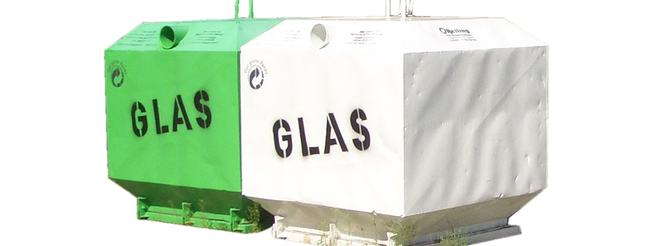 Image von Glascontainern in Weiß und Grün