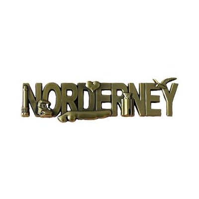 „Norderney“-Schriftzug Magnet messing